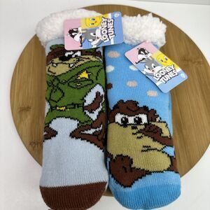 Sherpa Lined Socks Looney Tunes Tanzanian Devil Taz New with Tag-Kids‎ Qty 2